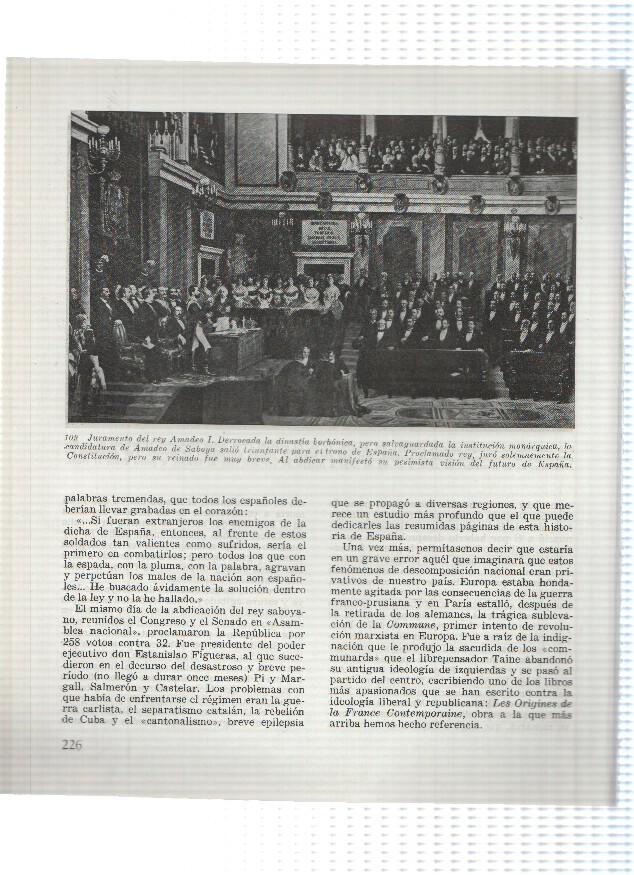 Lamina: Amadeo de Saboya ante el cadaver de Prim y Juramento del rey Amadeo I