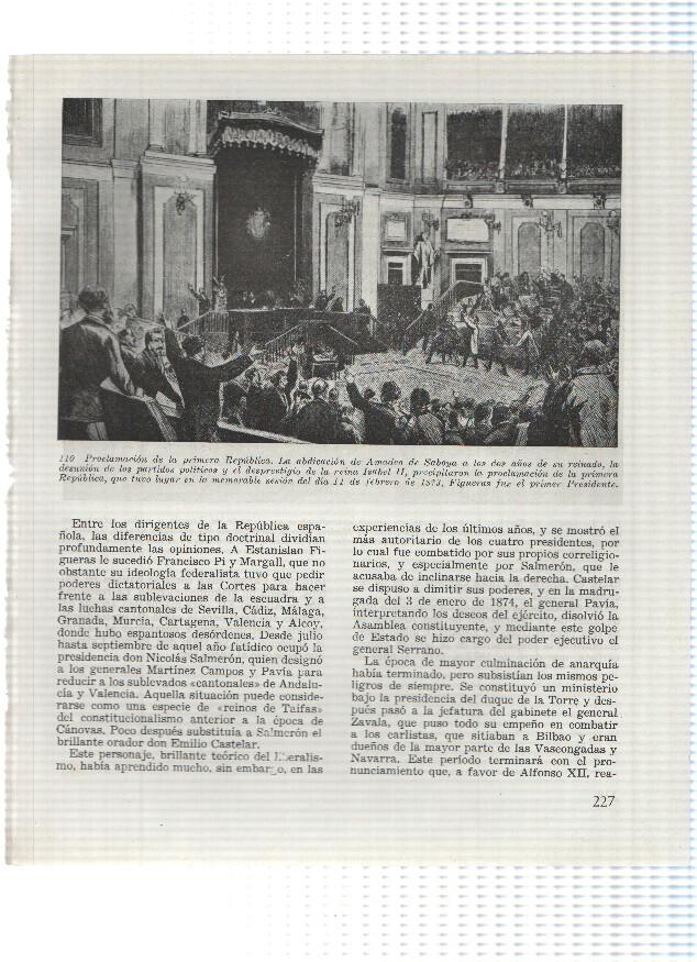 Lamina: Proclamacion de la primera republica y La batalla de Treviño