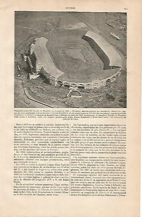 LAMINA ESPASA 24764: Fotografia aerea del estadio del Wembley en 1923