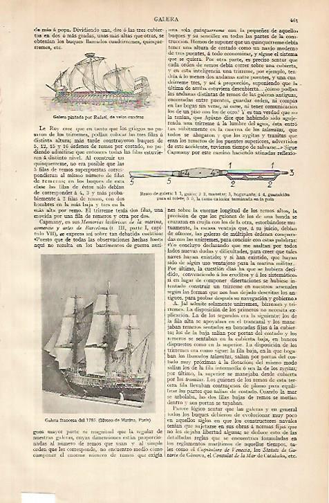 LAMINA ESPASA 24799: Galera francesa del 1785