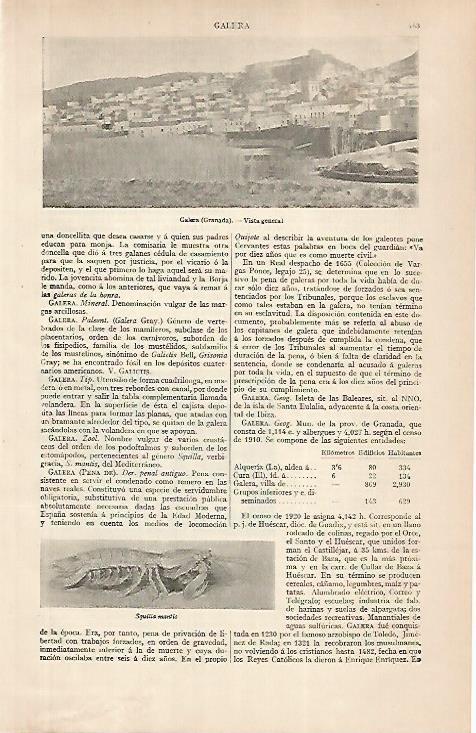 LAMINA ESPASA 24800: Vista de Galera en Granada