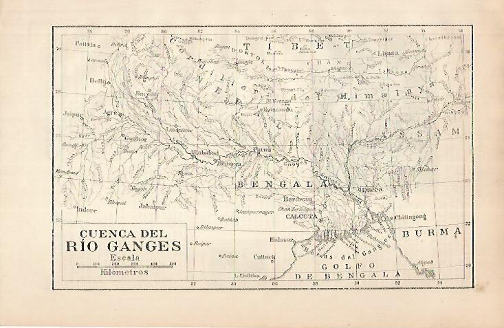LAMINA ESPASA 24852: Mapa de la cuenca del rio Ganges