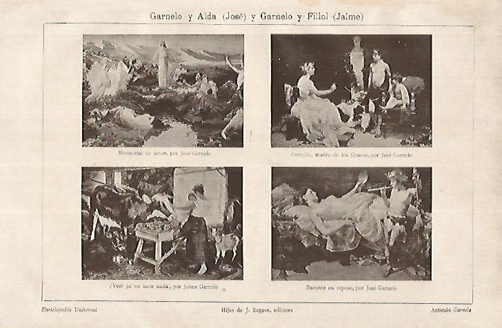 LAMINA ESPASA 24884: Obras por J. Garnelo y Alda y por J. Garnelo y Fillol