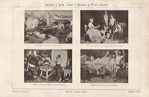 LAMINA ESPASA 24884: Obras por J. Garnelo y Alda y por J. Garnelo y Fillol