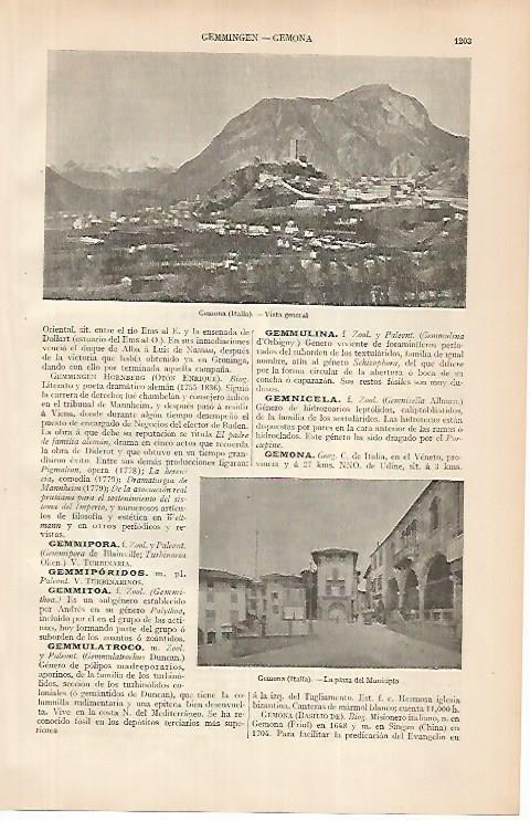 LAMINA ESPASA 24930: Vista de Gemona en Italia