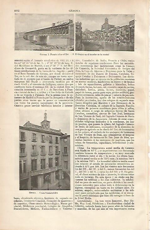 LAMINA ESPASA 24955: Puente sobre el Ter y el rio Onyar en Girona