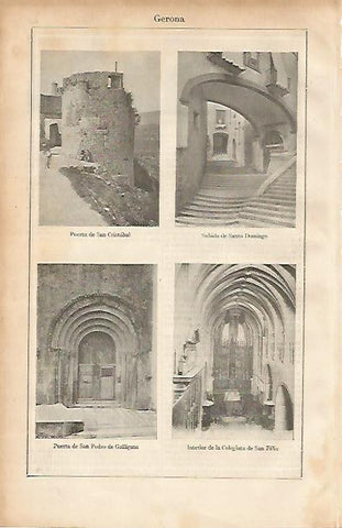 LAMINA ESPASA 24956: Puerta de San Cristobal Subida de Sant Domenec Sant Pere Galligans y  San Felix en Girona