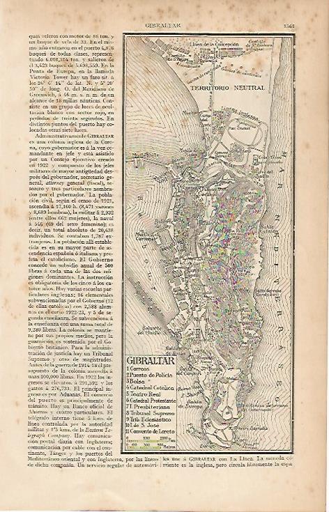 LAMINA ESPASA 24987: Mapa de Gibraltar