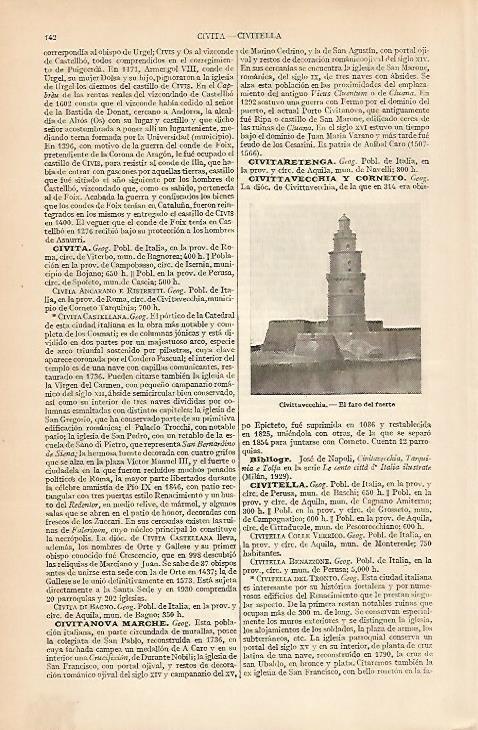 LAMINA ESPASA 24998: Faro del fuerte de Civitavecchia