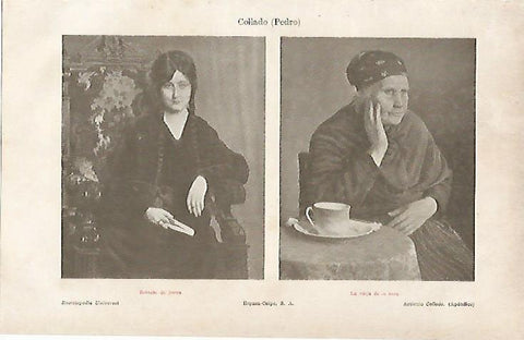 LAMINA ESPASA 25012: Retrato de joven y La vieja de la taza por Pedro Collado