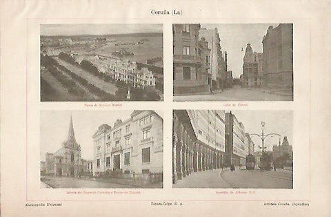 LAMINA ESPASA 25034: Vistas de La Coruña