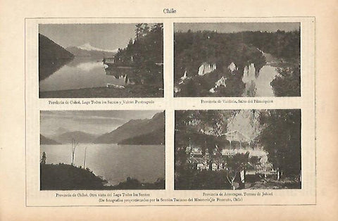 LAMINA ESPASA 25109: Provincia de Chiloe de Valdivia y Aconcagua en Chile