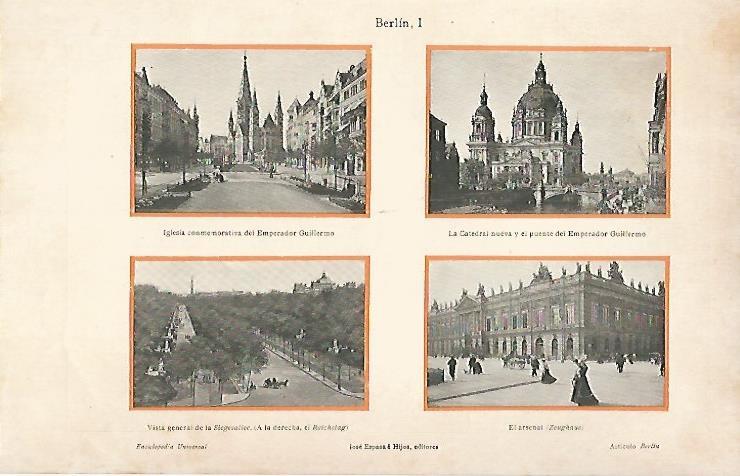LAMINA ESPASA 25174: El Arsenal. Catedral y vista general de Berlin