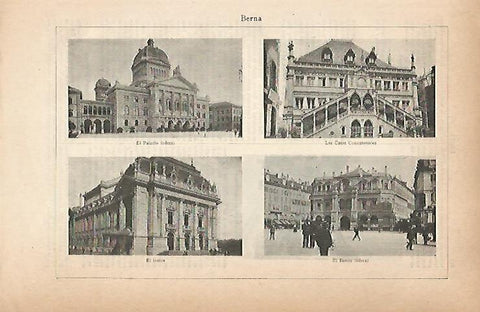 LAMINA ESPASA 25183: Ayuntamiento Palacio Federal Teatro y Banco de Berna