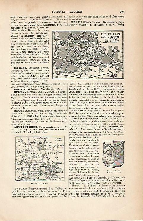 LAMINA ESPASA Alemania 25221: Plano de Beuthen Alemania