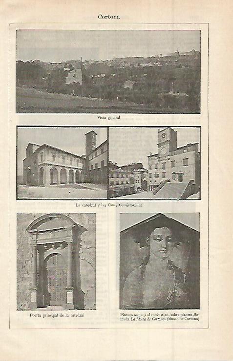 LAMINA ESPASA 15078: Vistas de Cortona Italia