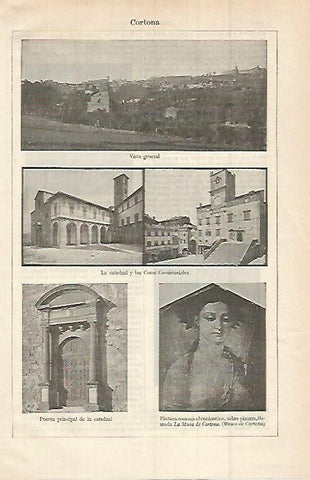 LAMINA ESPASA 15078: Vistas de Cortona Italia