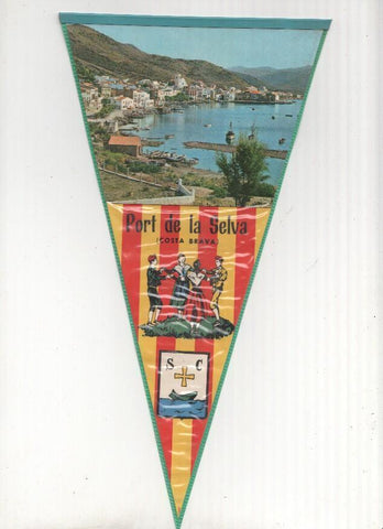 BANDERIN: PORT DE LA SELVA - Foto del pueblo y la playa del Port de La Selva y escudo de la localidad