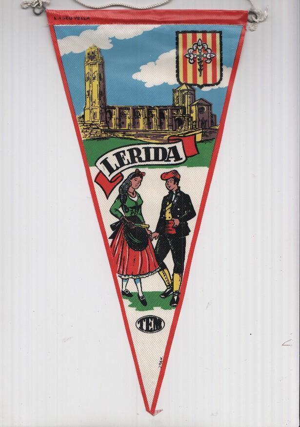 BANDERIN: TEM LERIDA - Ilustracion de la SEU VELLA, Trajes tipicos y escudo de la localidad