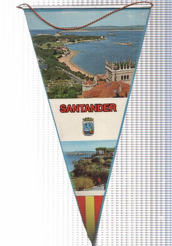 BANDERIN: SANTANDER - Imagen aerea de la Ciudad de Santander. Ilustracion de Mapa en trasera