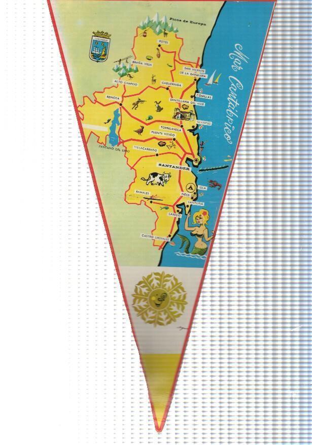 BANDERIN: SANTANDER - Imagen aerea de la Ciudad de Santander. Ilustracion de Mapa en trasera