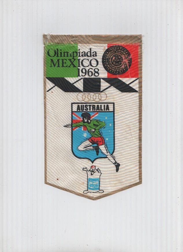 Banderin Olimpiada Mexico 1968 : Australia (Editor detergentes Gior)