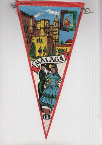 BANDERIN: TEM MALAGA - Ilustracion de la CATEDRAL DE MALAGA, Trajes tipicos y escudo de la localidad