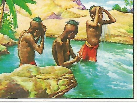 CROMO CHOCOLATES  BATANGA - Album no 2 A traves de Africa. Serie II. Cromo no 9. Niños negroides bañandose 