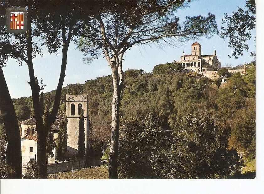 Postal 045900 : Vista del Museo Verdaguer rodeado de bosque con la Iglesia antigua de Vallvidrera. Museo de Historia de la Ciudad Barcelona