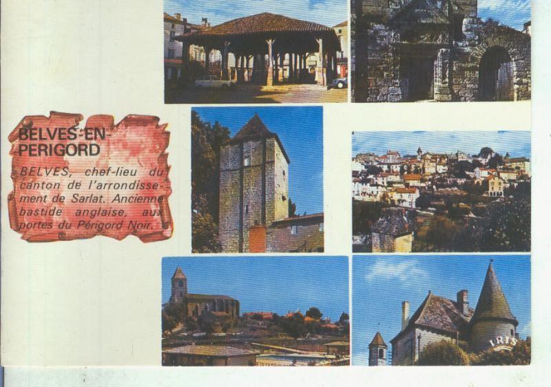 Postal 014476: Vistas varias de Belves en Perigord, Francia