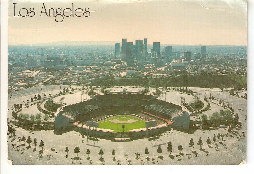 Postal 035893 : Los Angeles. Downtown & Dodger Stadium