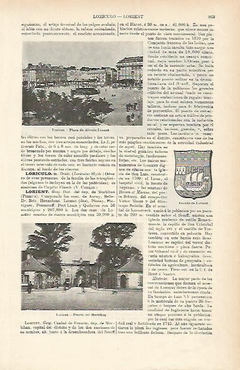 LAMINA ESPASA 1865: Vistas de Lorient Francia