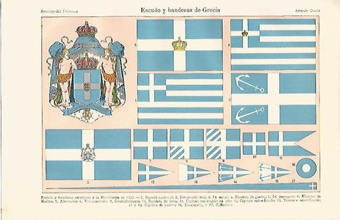 LAMINA ESPASA 2194: Escudo y banderas de Grecia