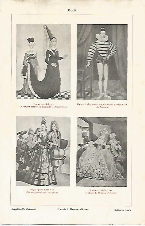 LAMINA ESPASA 5300: Moda de siglos XV XVI y XVII