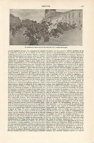 LAMINA ESPASA 5901:La batalla de Varsovia el 18 de abril de 1861 por Kossak 