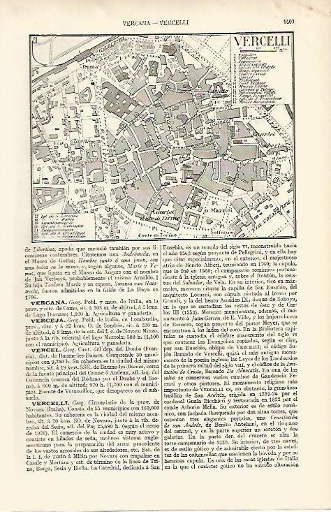 LAMINA ESPASA 6061: Plano de Vercelli Italia