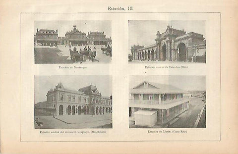 LAMINA ESPASA 7864: Estacion de Dunkerque de Columbus de Montevideo y de Limon