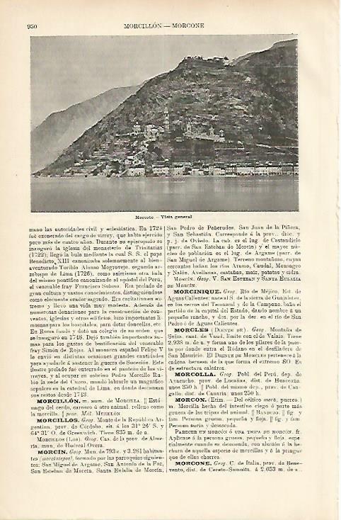 LAMINA ESPASA 8734: Vista general de Morcote Suiza