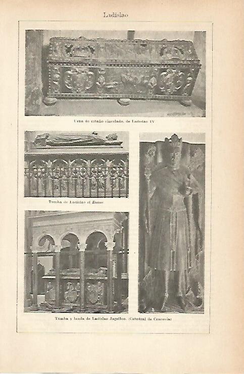 LAMINA ESPASA 8900: Ladislao Jagellon en la Catedral de Cracovia Polonia