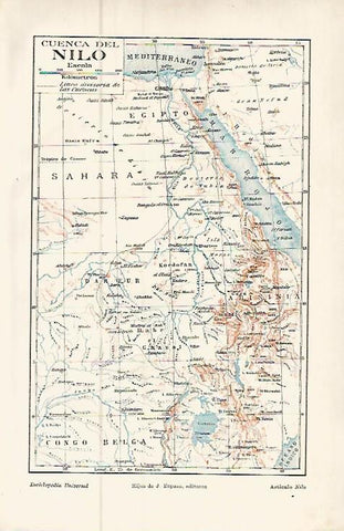 LAMINA ESPASA 9474: Mapa de la cuenca del rio Nilo
