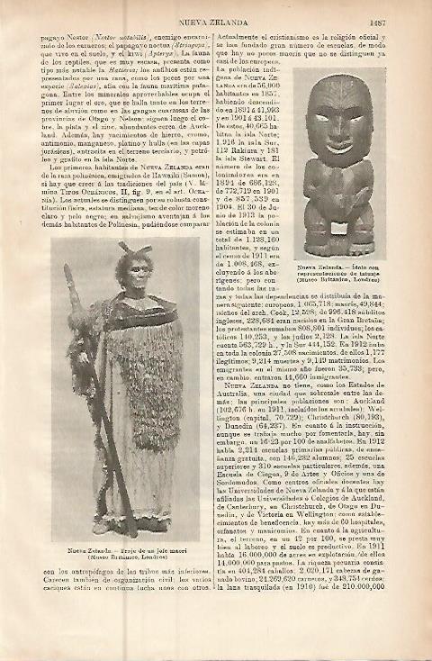 LAMINA ESPASA 9635: Traje maori e idolo de Nueva Zelanda