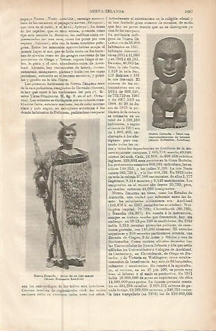 LAMINA ESPASA 9635: Traje maori e idolo de Nueva Zelanda