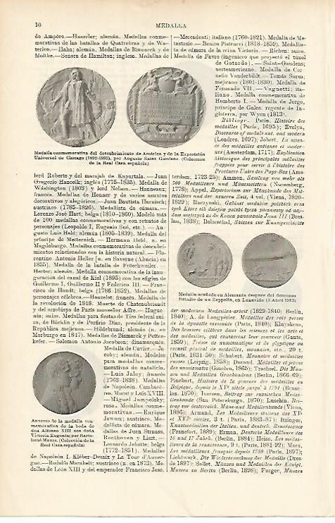 LAMINA ESPASA 11926: Medallas modeladas por A. Saint Gaudens