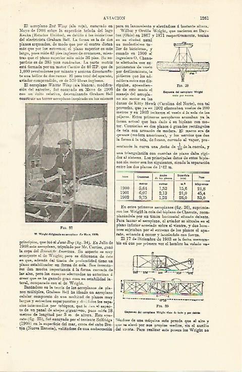 LAMINA ESPASA 13042: W. Wright dirigiendo su primer aeroplano en 1908
