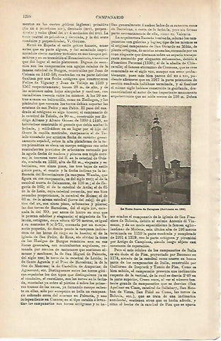 LAMINA ESPASA 14795: La Torre Nueva de Zaragoza derribada en 1886