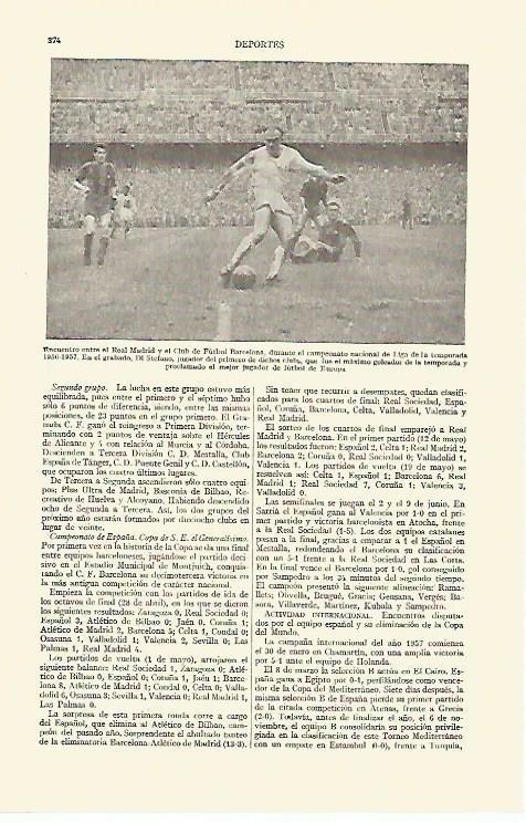 LAMINA ESPASA 14872: Encuentro entre Real Madrid y Barcelona en 1956-1957