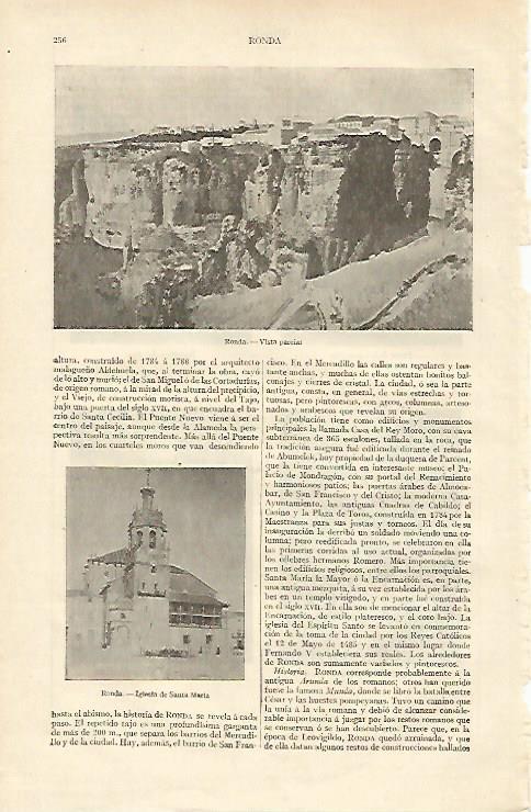 LAMINA ESPASA 16924:Vista parcial e iglesia de Santa Maria en Ronda
