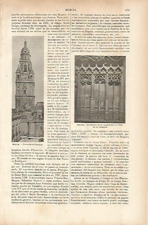 LAMINA ESPASA 11539: Torre de la Catedral de Murcia