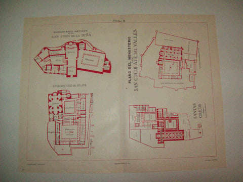 LAMINA ESPASA 13106: Plano del Monasterio de Sant Cugat del Valles Monasterio de San Juan de la Peña y Santo Domingo de Silos