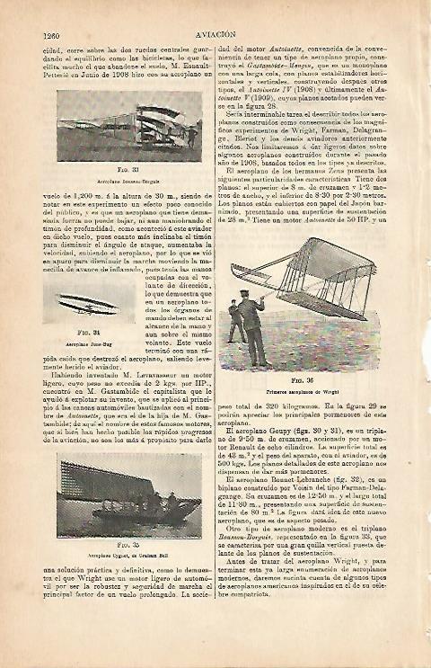 LAMINA ESPASA 7166: Aeroplanos de Wright Bell y Boussou-Borguis